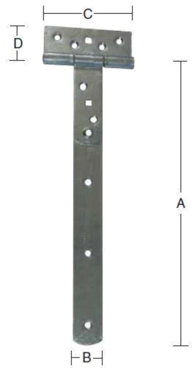 T-LEAF HINGE 385 MM Hot-dip galvanized -