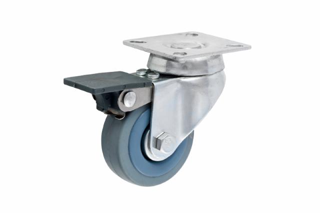 Furniture castors w/plate Ø50 mm Swivel+Brake