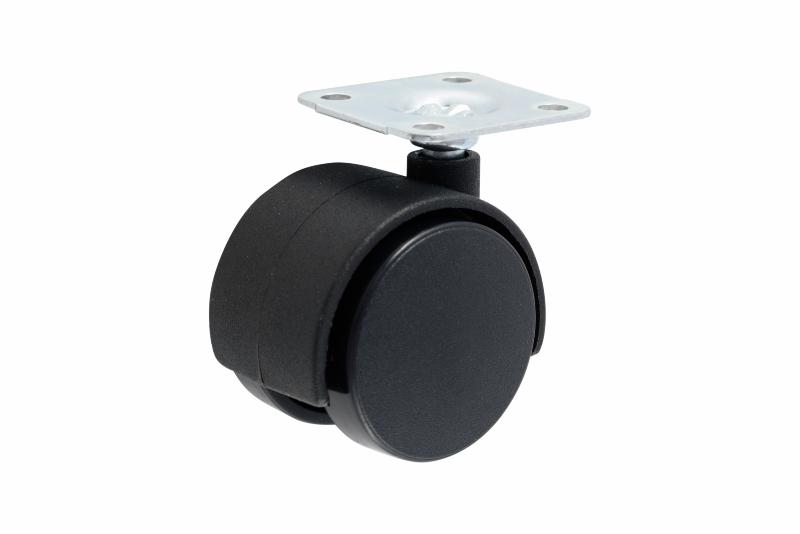 Furniture castors w/plate Ø40 mm black nylon