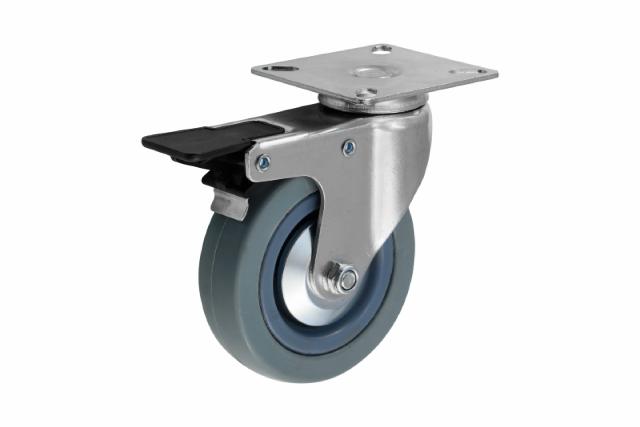 Furniture castors w/plate Ø100mm Swivel+Brake