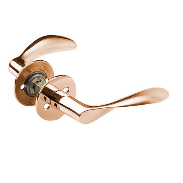 Arne Jacobsen door handle 111 mm with rosettes, CC30, PVD copper