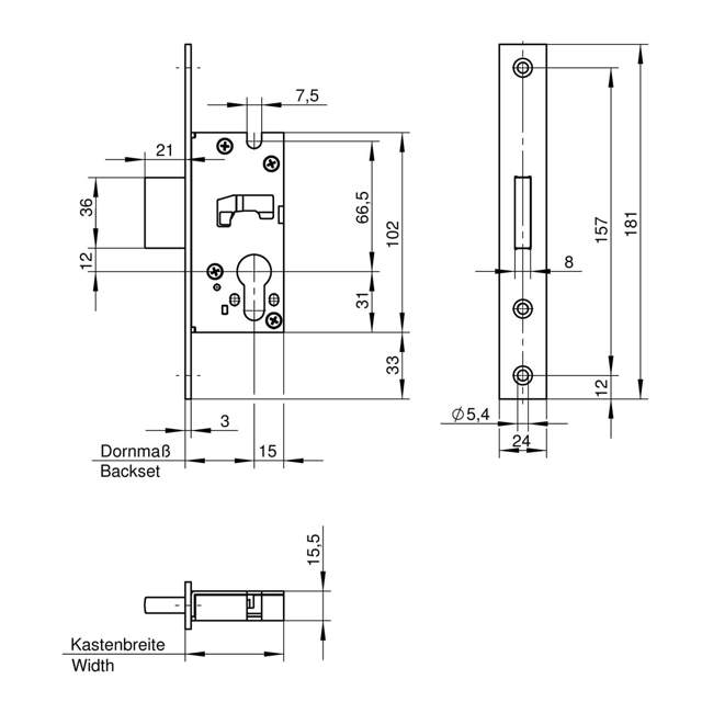 Wilka låsekasse 1439/30 rigel - model 038R