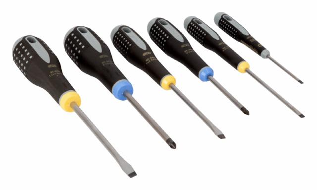 Bahco ERGO screwdriver set, Straight/PZ, 6 parts