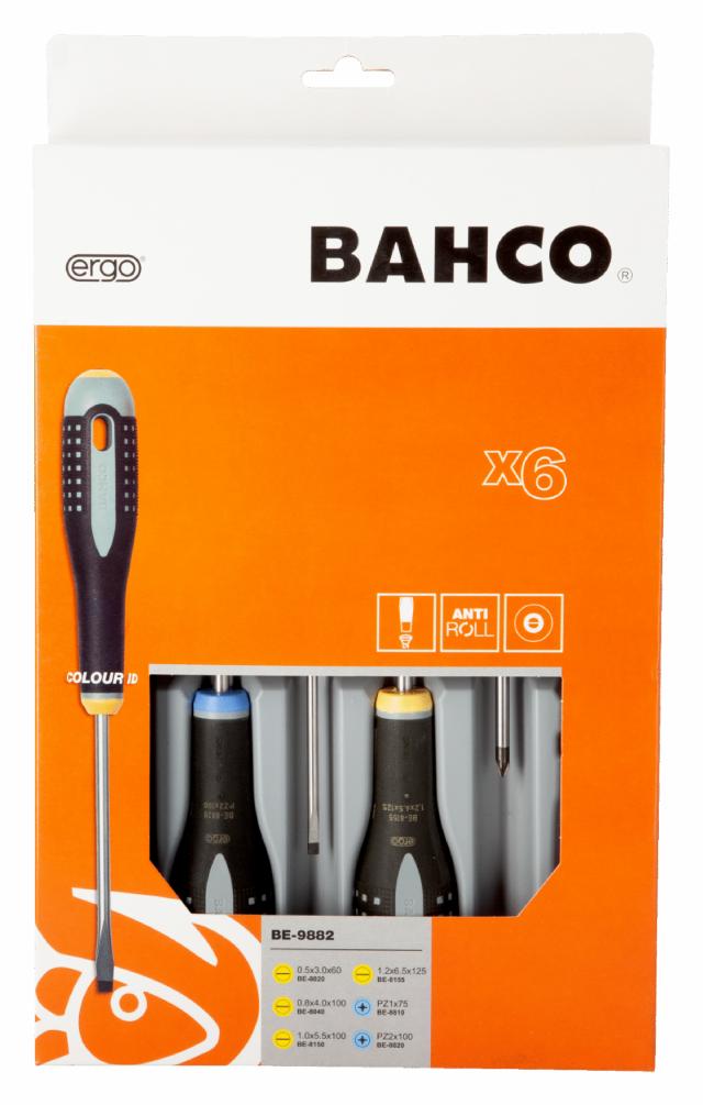 Bahco ERGO screwdriver set, Straight/PZ, 6 parts