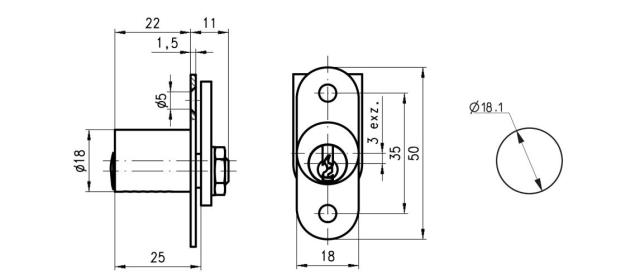 Dom furniture lock 300-22-1 single switch