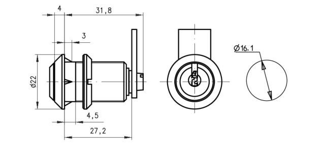 Dom furniture lock 310-015-1 single switch