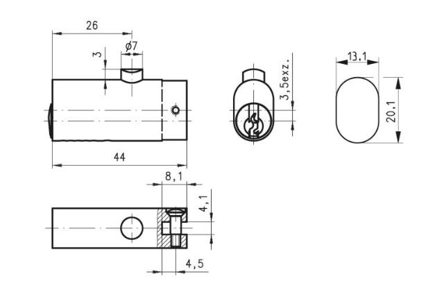 Dom furniture lock 318-01-1 single switch