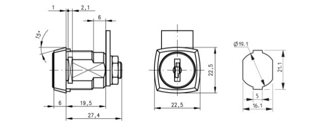 Dom furniture lock 447-020-3 fosk. close