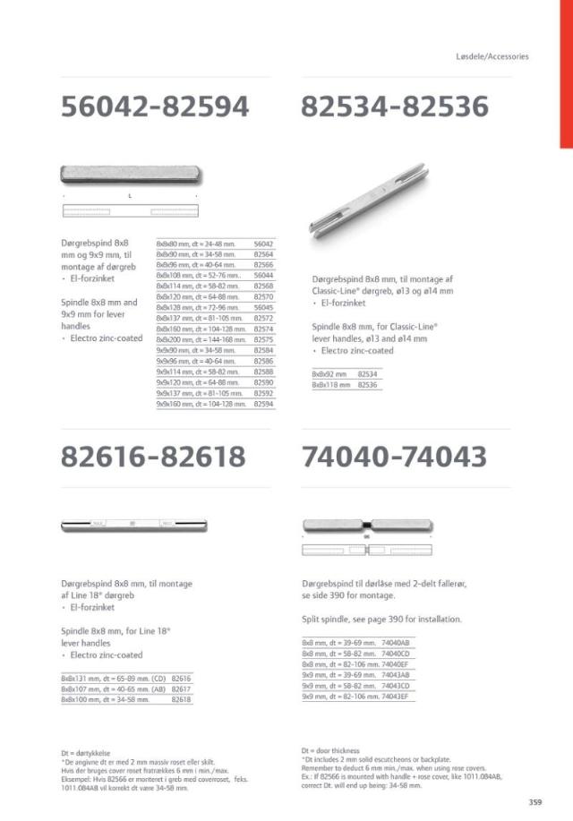 Randi dörrhandtagsstift 82568 8x8x113 (58-82mm)