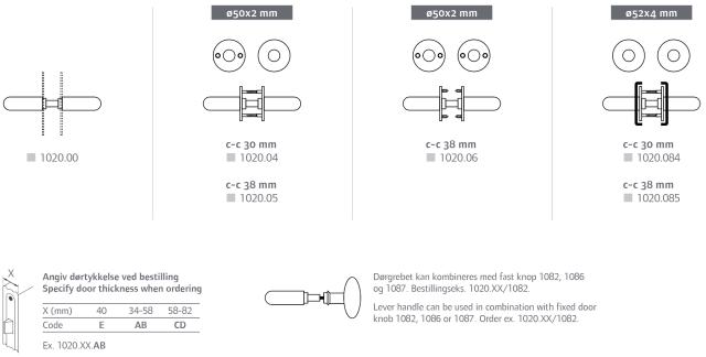 Randi dörrhandtag 102000AB U-form 19mm med rosett (34-58mm)