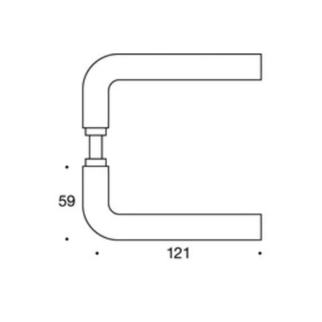 Randi dörrhandtag 1021084AB L-form 19mm m/klämma (34-58mm)