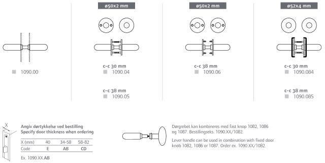 Randi door handle 109000AB Coupe w/rosette (34-58mm)