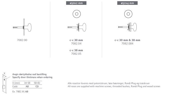 Randi Line 18 door knob, fixed with rosette CC30, 708204