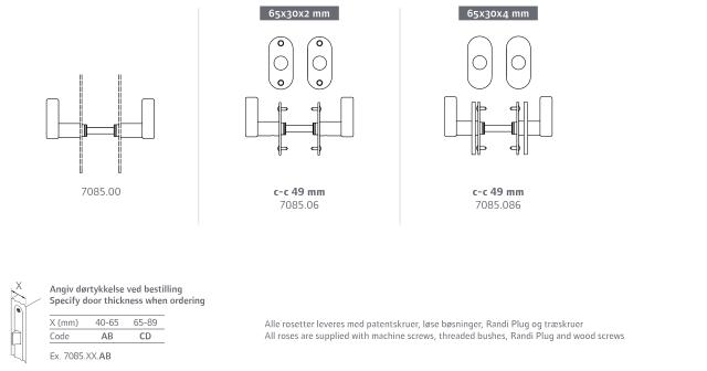 Randi Line 18 door knob attached, rotatable, with SMP rosette 708506