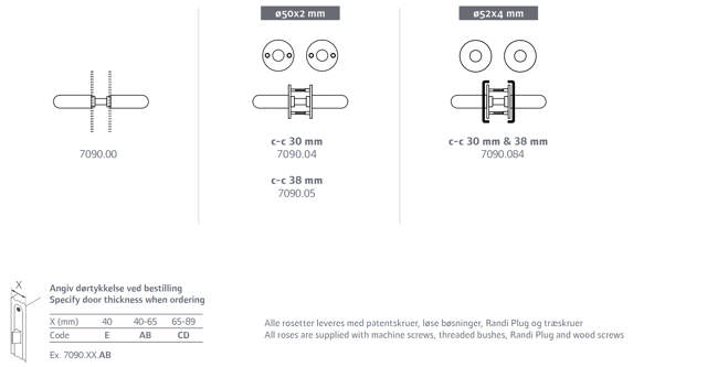 Randi Line 18 Türgriff 709005AB Coupe massive Rosette CC38, Set