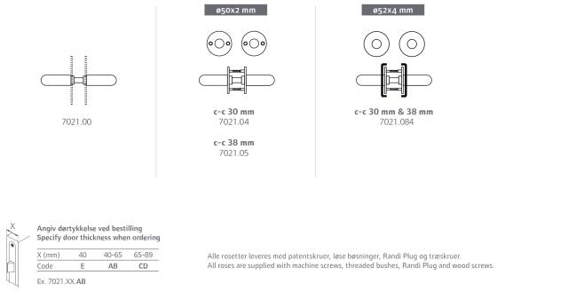 Randi Line 18 door handle 702107AB L solid oval rosette, set