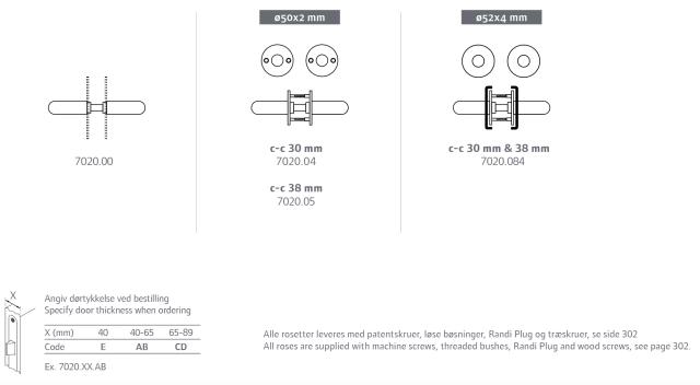 Randi Line 18 deurkruk 702005AB U massieve rozet CC38, set