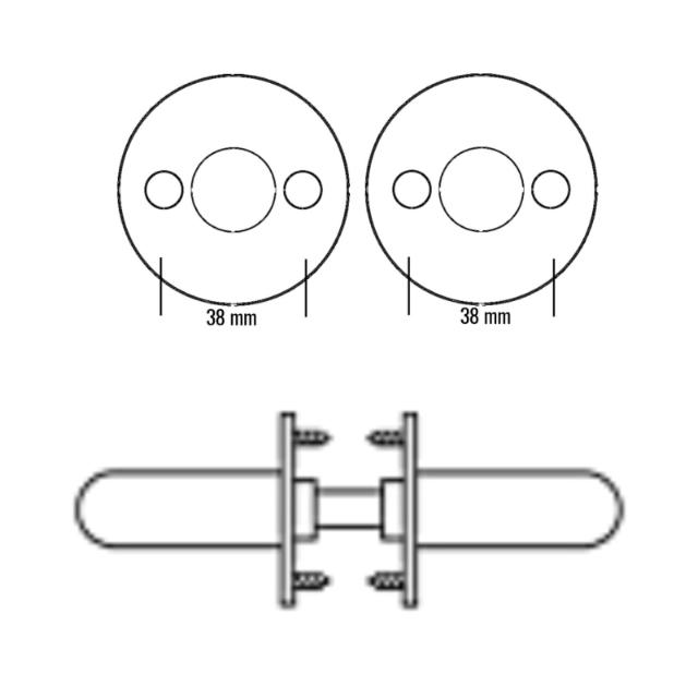 Randi door handle P301196AB H-shape ø14mm CC38, wooden frame, meas.