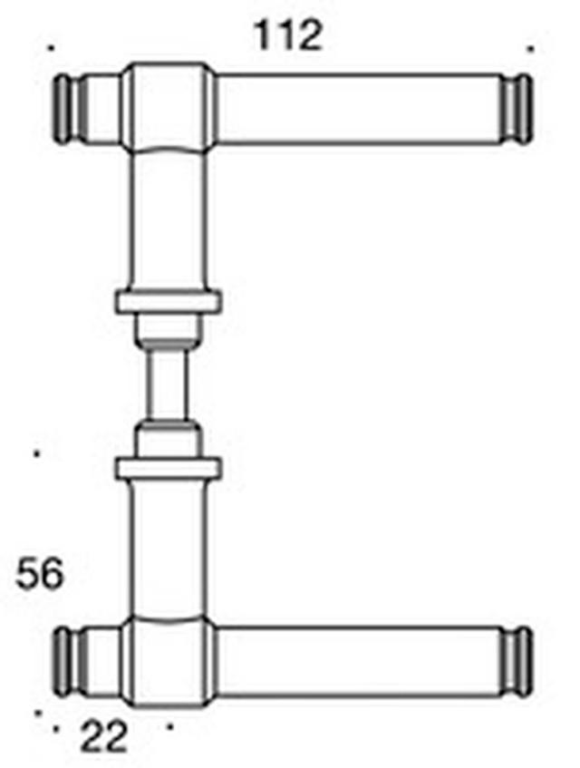 Randi door handle P301495AB H-shape ø16mm CC38, meas.