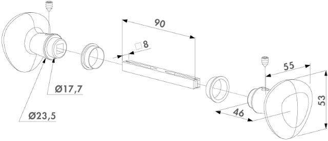 Locinox runt handtag, 3006R, alu