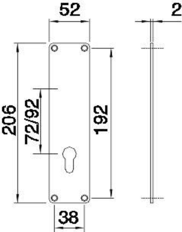 8655-721 Lång skylt med hål för cylinder