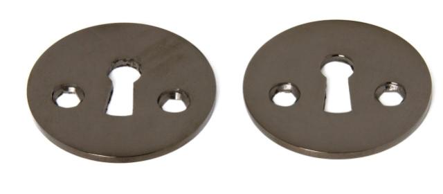 Dörrhandtag Jordsvart Polerad Nickel med rosetter cc30 och nyckelhål
