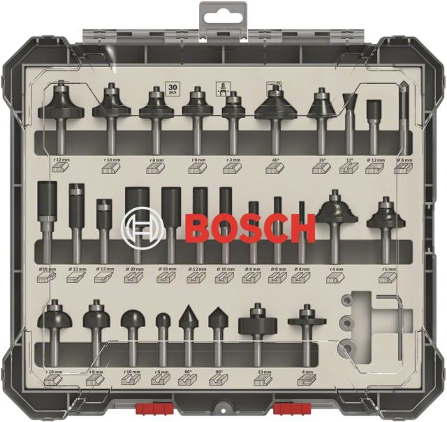 Bosch router set mixed HM 8mm 30 parts