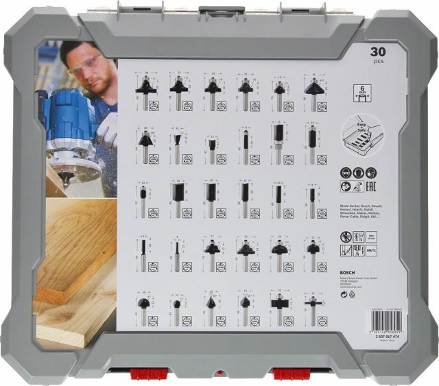 Bosch router set mixed HM 8mm 30 parts
