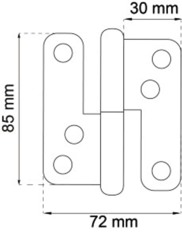 SCHARNIER 1222 85MM BODENHAKEN