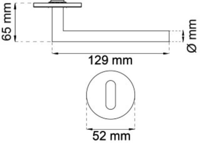 DOOR HANDLE L-SHAPED W/BOW SK. HJ 19MM RF