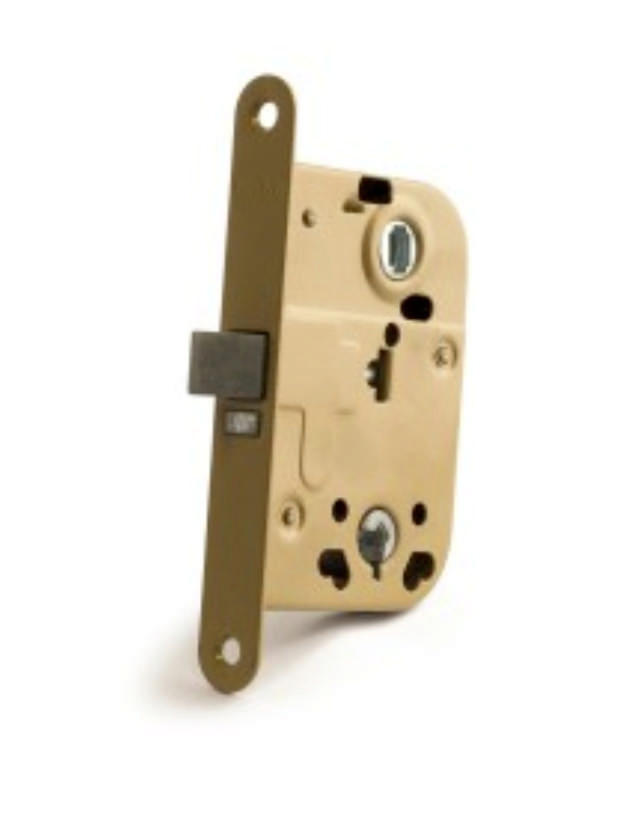 Zwischentürschloss 2014, gelb, mit Schlüssel