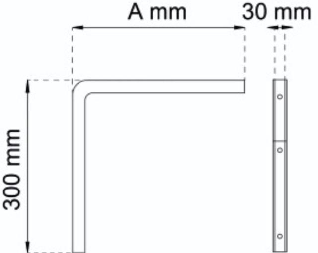 REKBEUGEL WIT 550 X 300MM LP