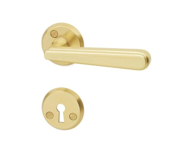 DOOR HANDLE OXFORD COMBI MAT BRASS 