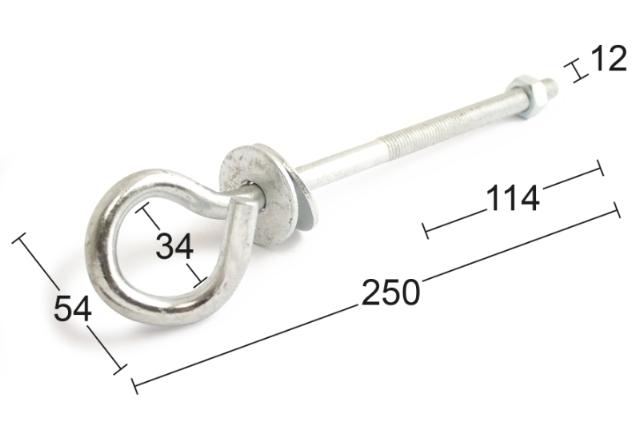SCHOMMELHAAK 250MM WARM VERZINKT.