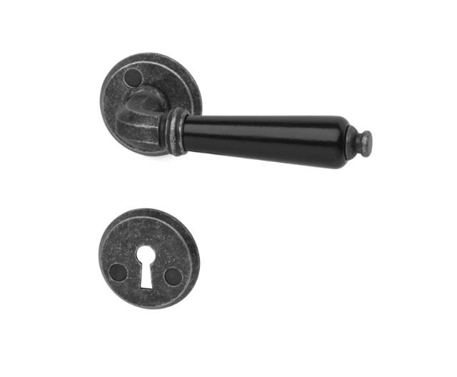 DOOR HANDLE MADRID W/KEYS. BLACK/TIN