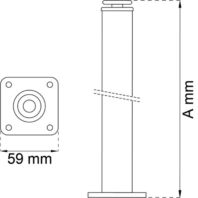 TABLE LEG Ø30X700MM BRUSHED NICKEL LP