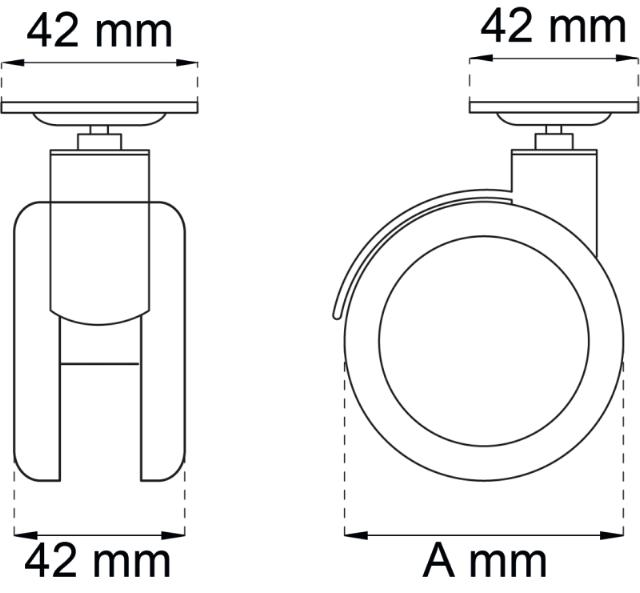 FURNITURE WHEELS BLACK NYLON 4 PCS