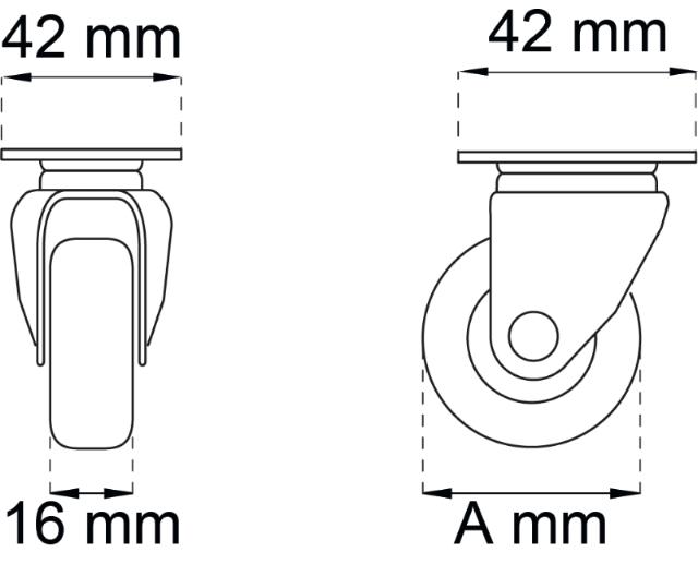 MEUBILAIR WIELEN MET VAST STAAL 30MM 4ST