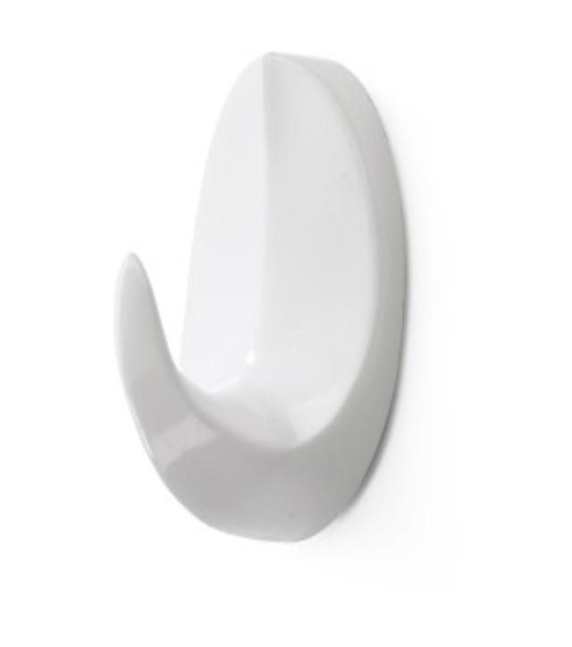 CLOTHES HOOKS SELF-ADHESIVE WHITE PLASTIC 