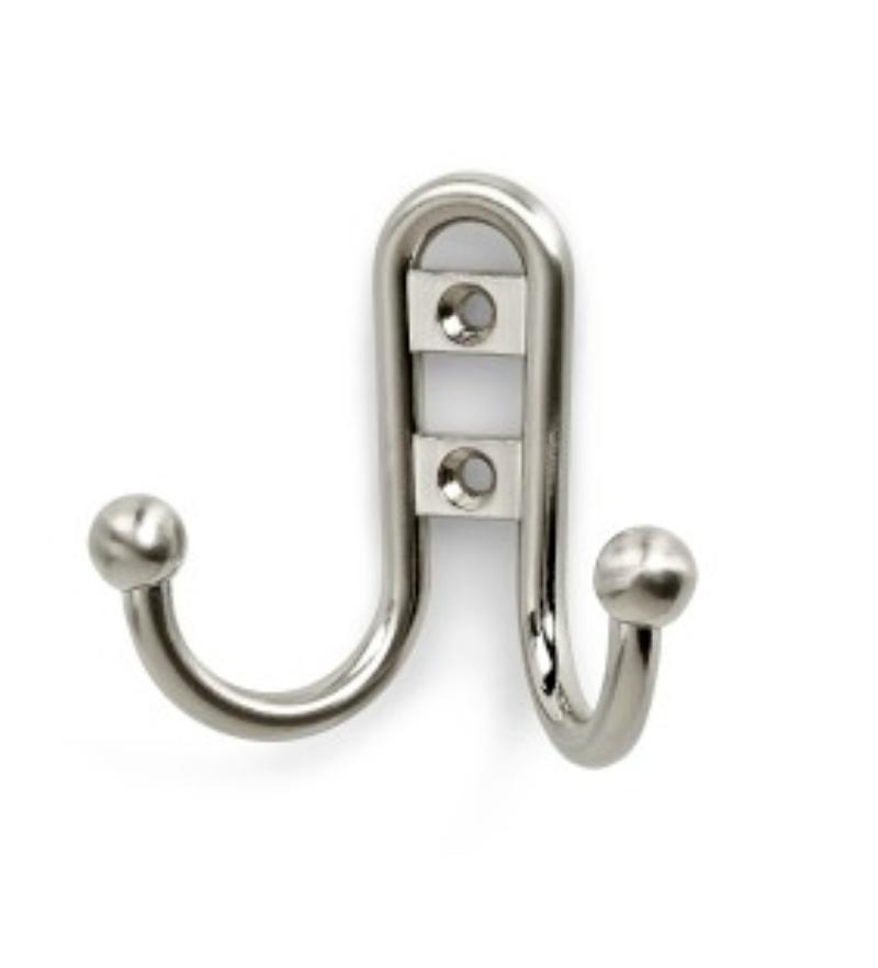 COAT HOOK DOUBLE FOOD NICKEL 