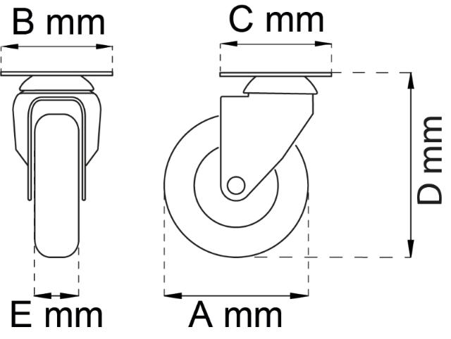 MEUBILAIR WIELEN DRAAIEN 50MM LP