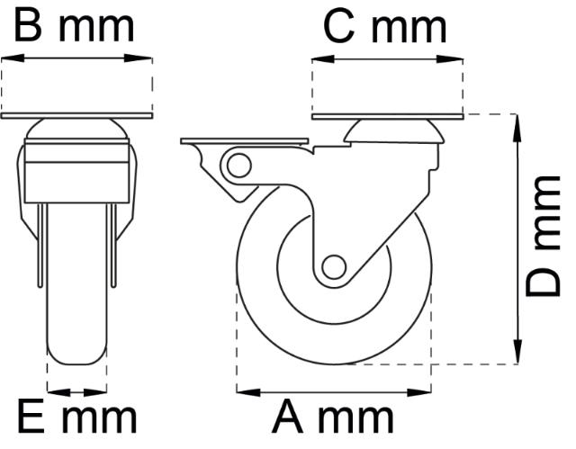 MÖBELRÄDER SWIVEL M STOP 50 MM LP