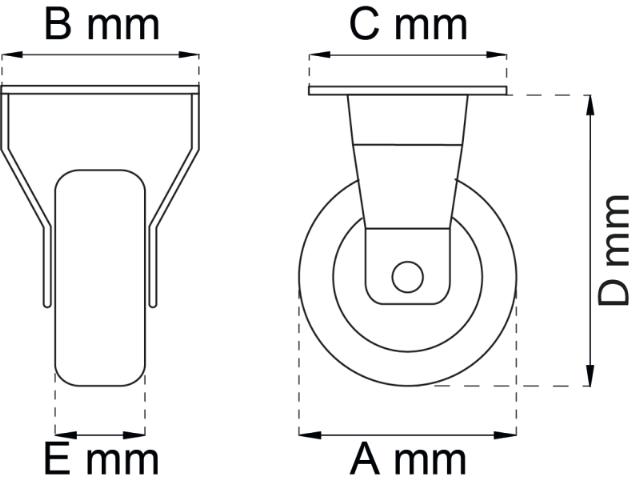 FURNITURE WHEELS FIXED 50MM LP