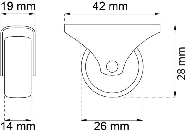 MEUBILAIR WIELEN Ø26MM VERZ. 4 STUKS 