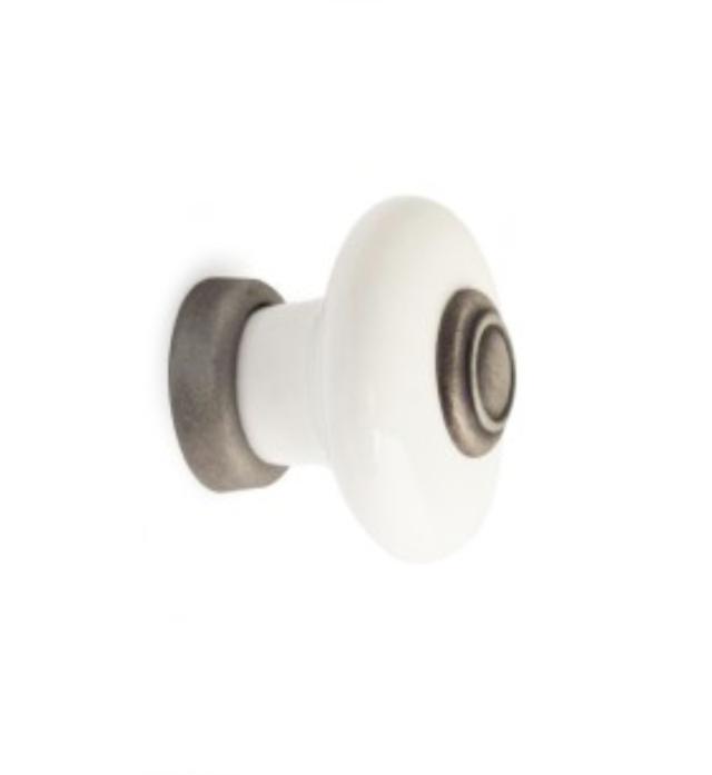 FURNITURE KNOB ERIK PORCELAIN WHITE/B. TIN