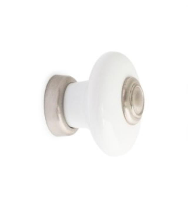 FURNITURE KNOB ERIK PORCE. WHITE/B.NICKEL