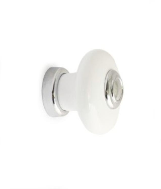 FURNITURE KNOB ERIK PORCELAIN WHITE/CHROME