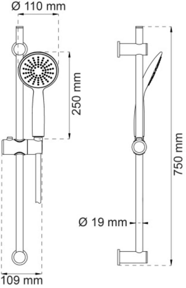 SHOWER ROD SET DAHLIA 1-SPRAY KRO