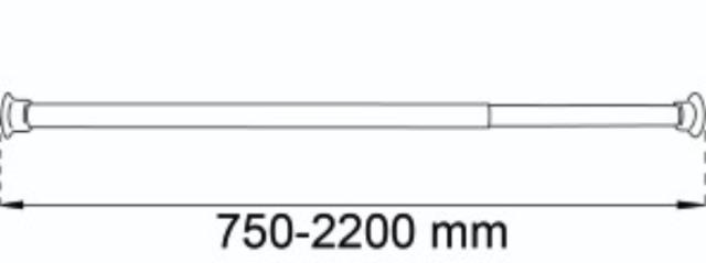 gardinstång 75-220 CM SVART