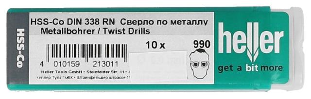 Heller metal drill cobalt hss, pk. a 10 pcs